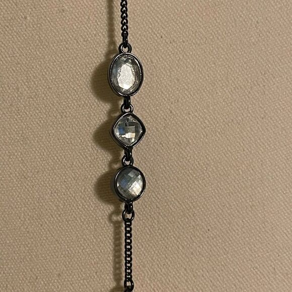 Silver (with Light Blue Oval Glass Beads), Long Necklace. - Picture 3 of 4